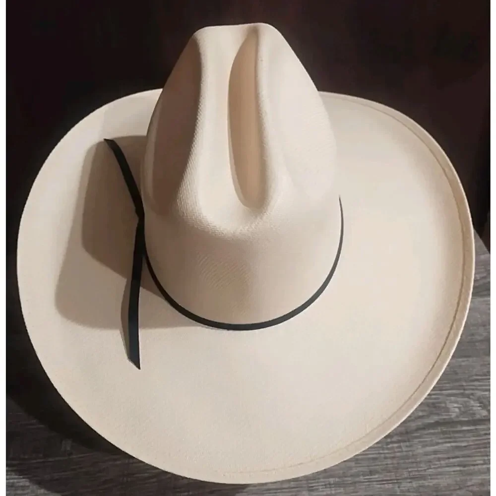 Alamo Hat Co 7 1/8 Khaki Beige USA Summer Lightweight Straw Cowboy Western Hat - Picture 4 of 9